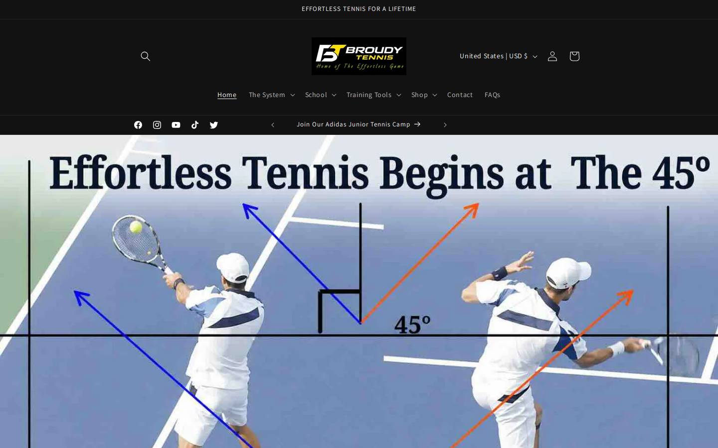 broudytennis.com homepage screenshot