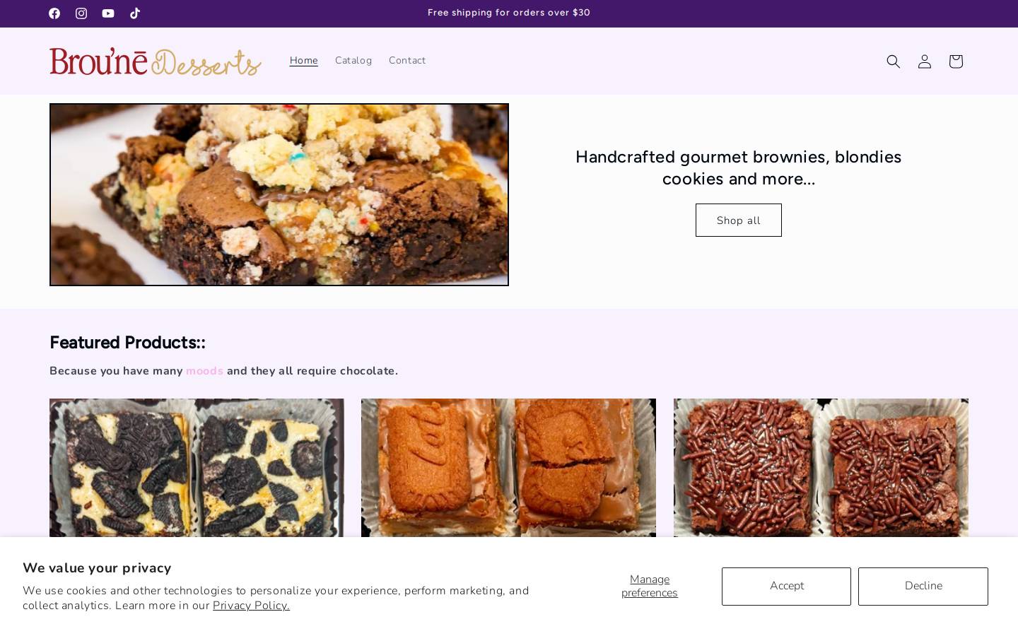 brounedesserts.shop homepage screenshot