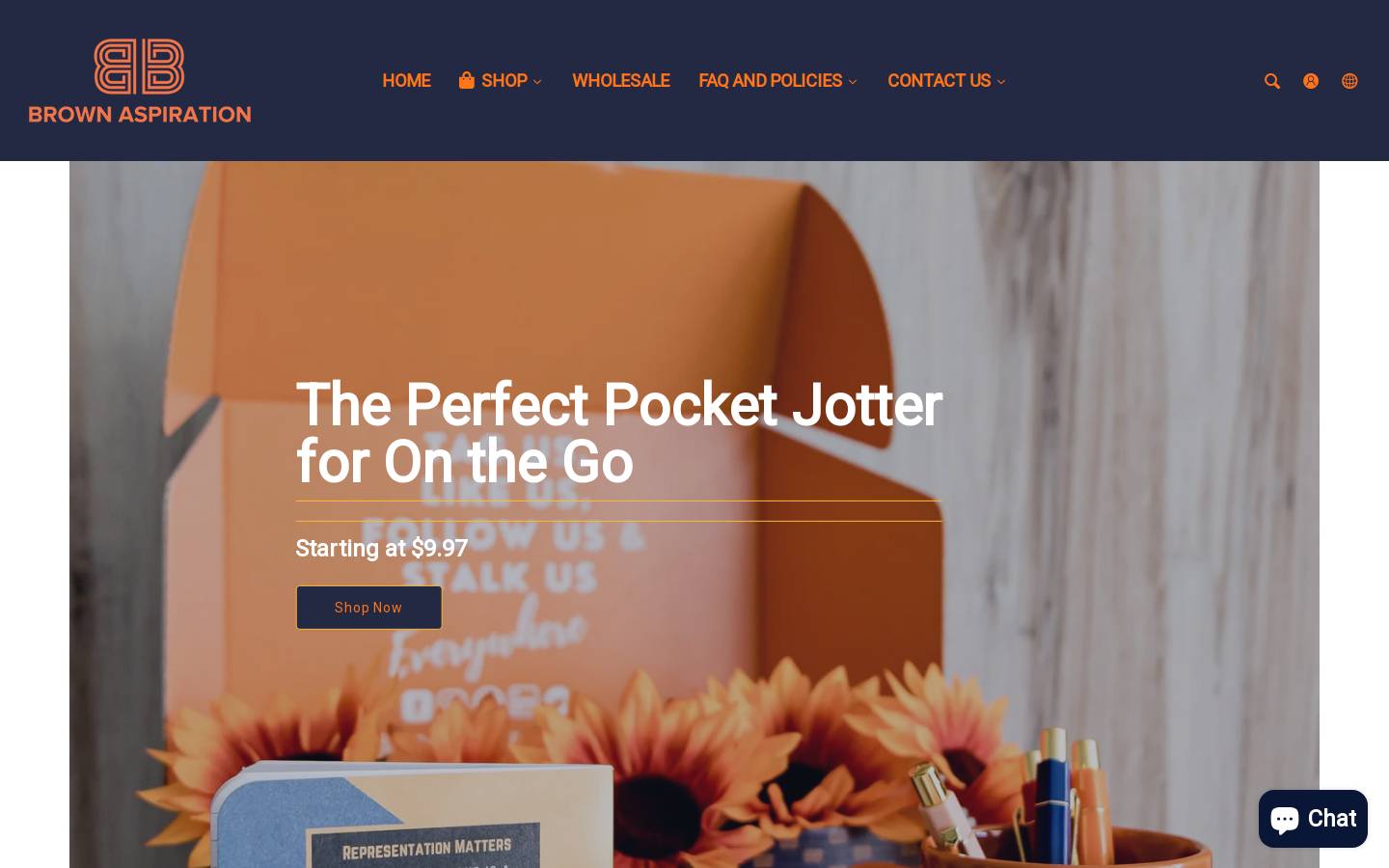Brown Aspiration homepage screenshot
