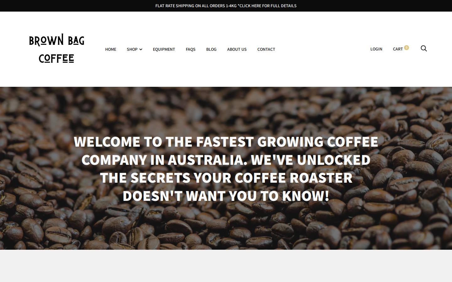 brownbagcoffee.com.au homepage screenshot