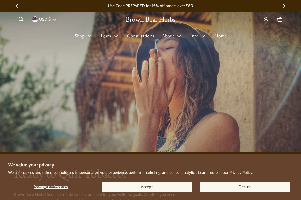 Brown Bear Herbs homepage screenshot