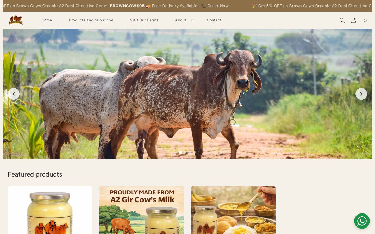 browncowsdairy.com homepage screenshot