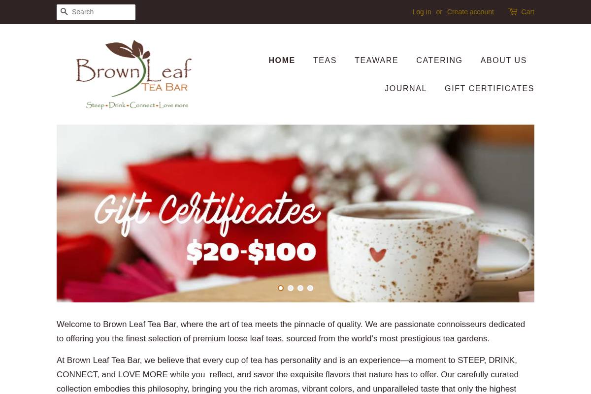 brownleaftea.com homepage screenshot