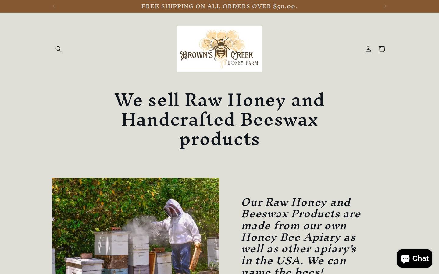 brownscreekhoneyfarm.com homepage screenshot