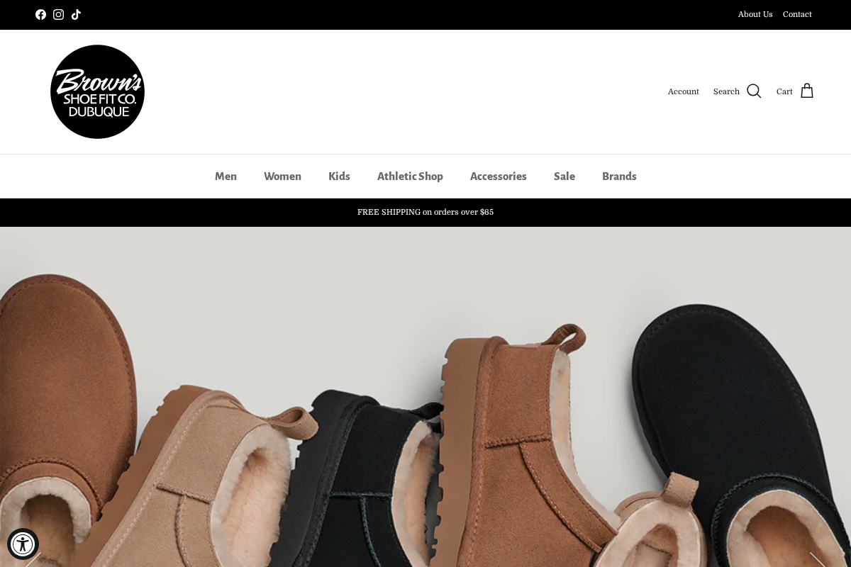 Brown's Shoe Fit Co. Dubuque homepage screenshot