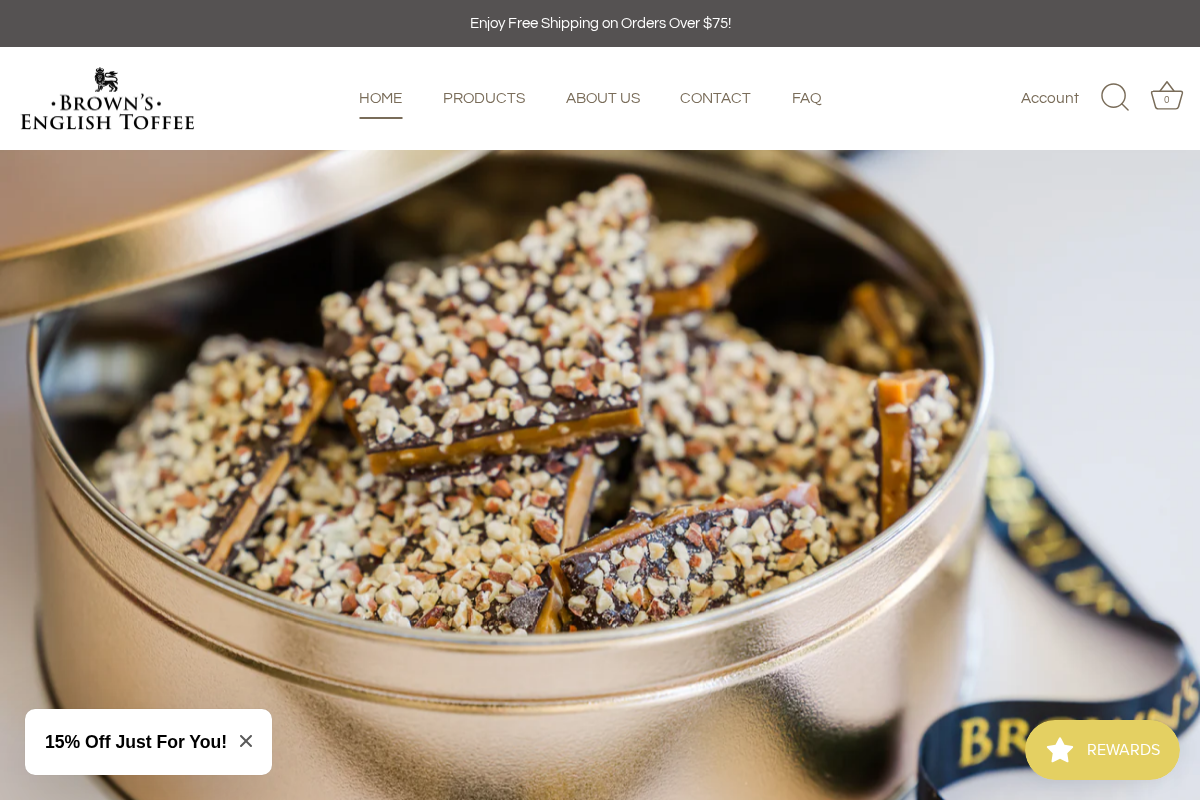 Brown’s English Toffee homepage screenshot