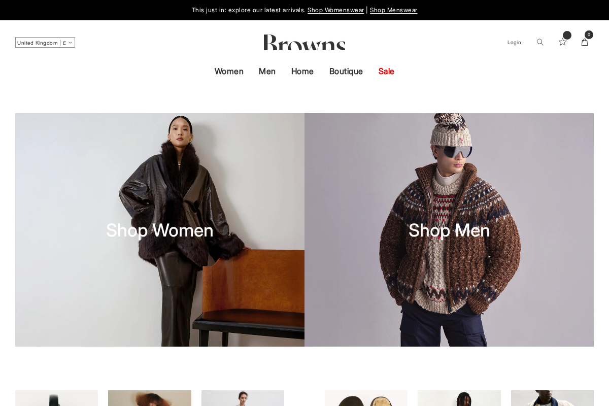Browns Fashion homepage screenshot