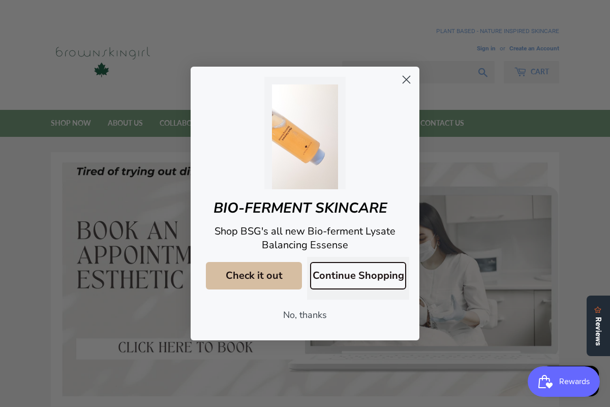 Brown Skin Girl BSG Skincare homepage screenshot