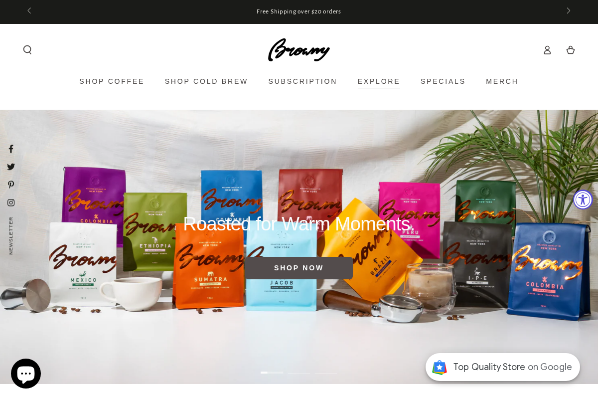 Browny Coffee Roasters homepage screenshot