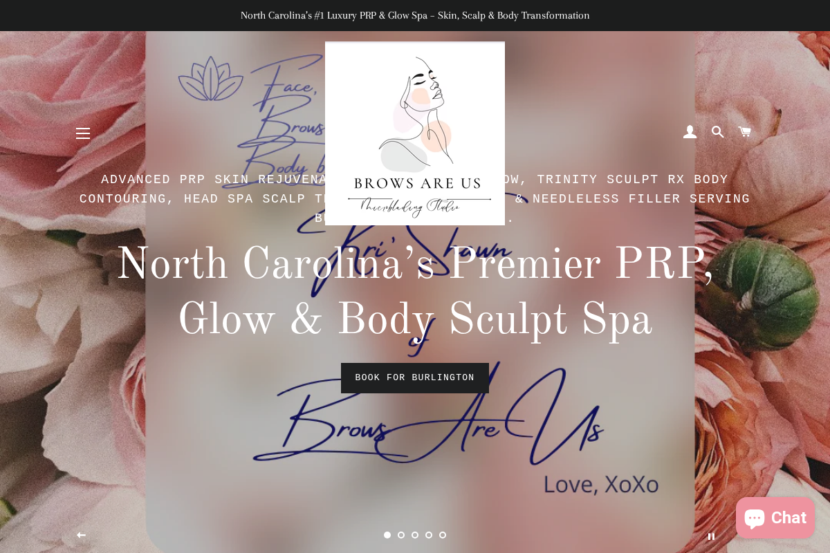 Brows Are Us homepage screenshot