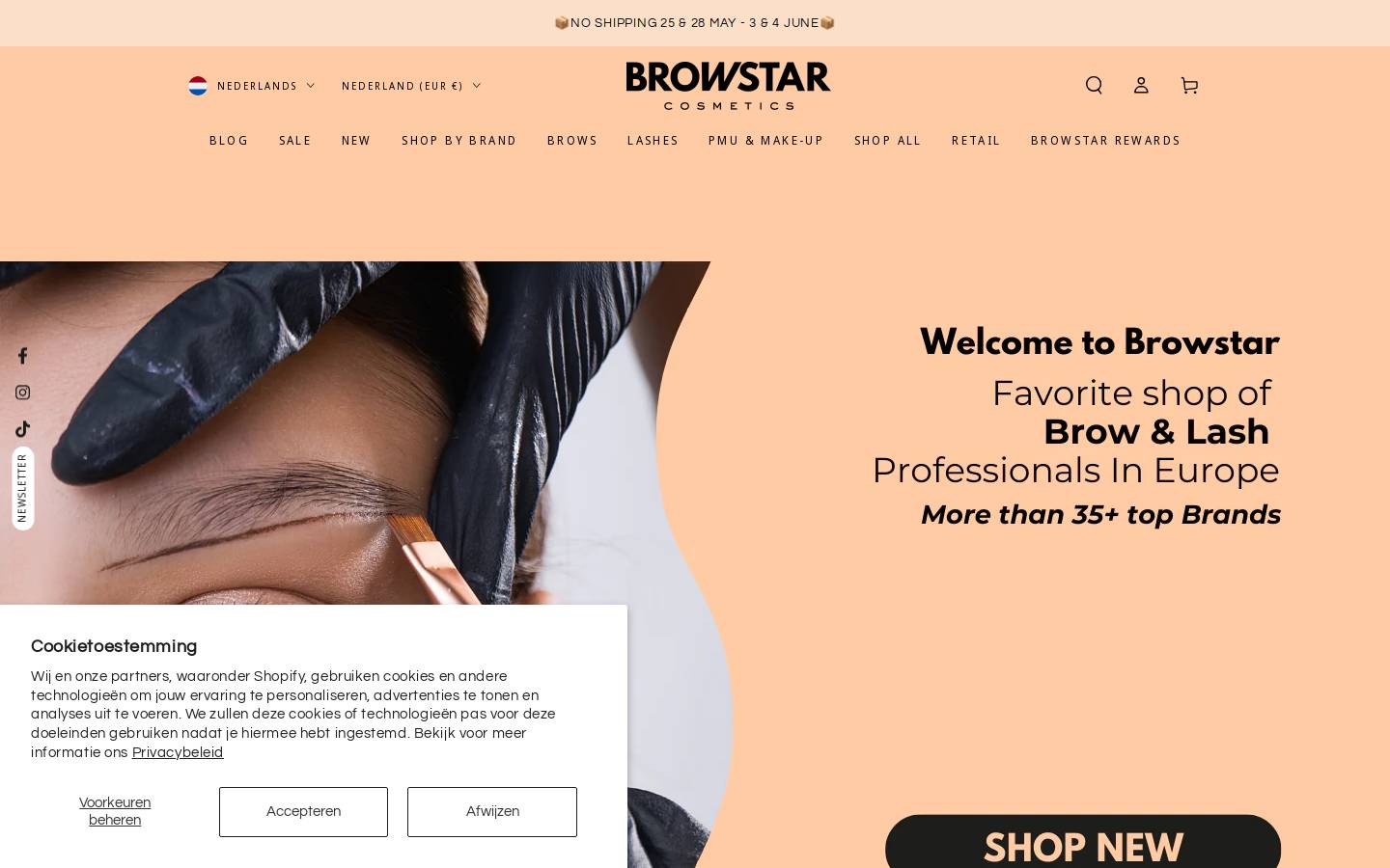 Browstar Cosmetics homepage screenshot
