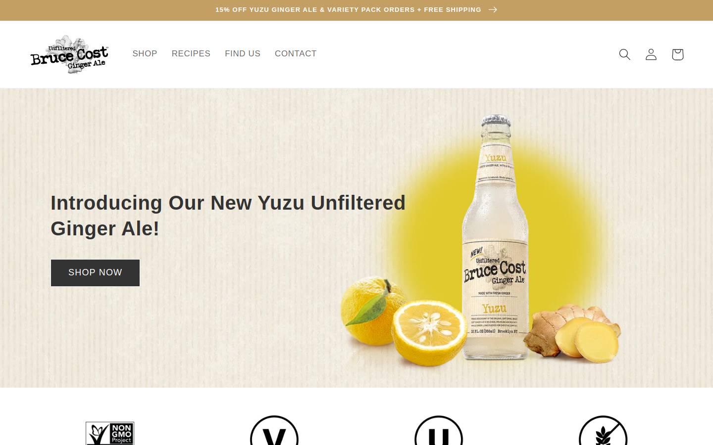 brucecostgingerale.com homepage screenshot