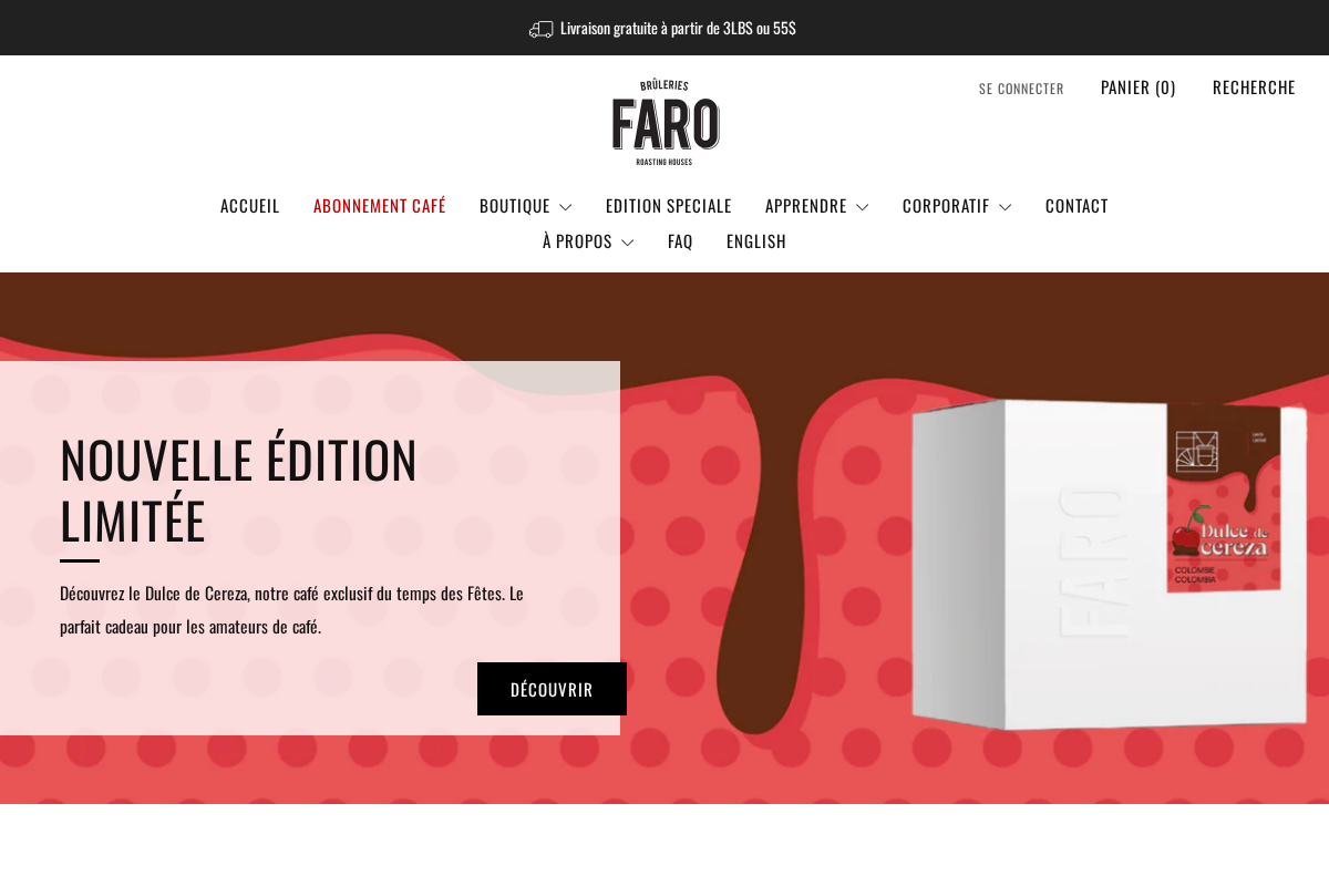 Brûleries FARO Roasting House homepage screenshot