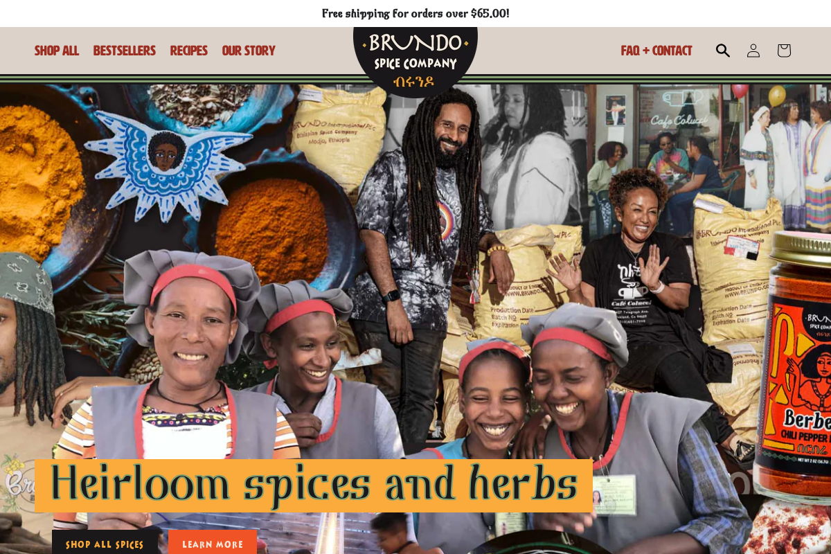 Brundo Spice Company homepage screenshot