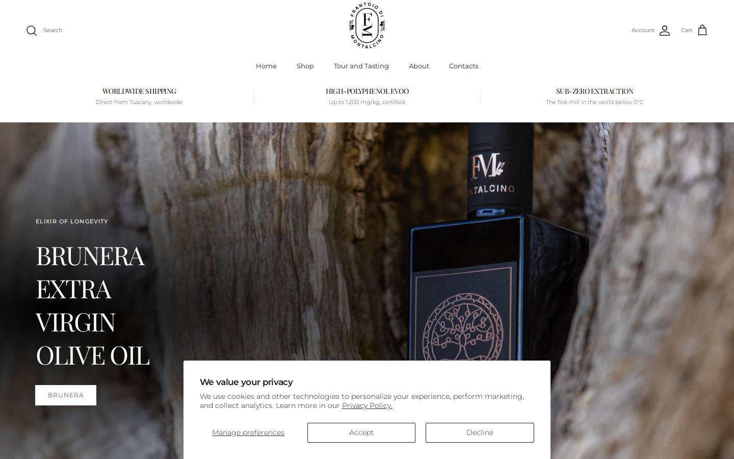 brunera.com homepage screenshot