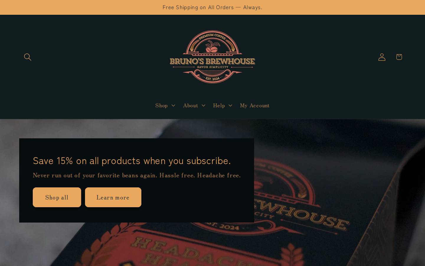 brunosbrewhouse.com homepage screenshot