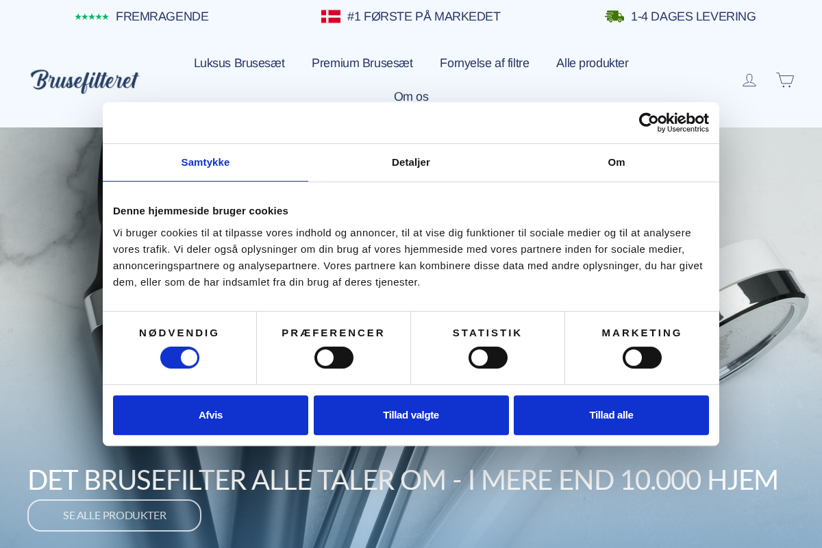Brusefilteret homepage screenshot