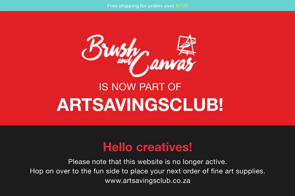 brushandcanvas.co.za homepage screenshot