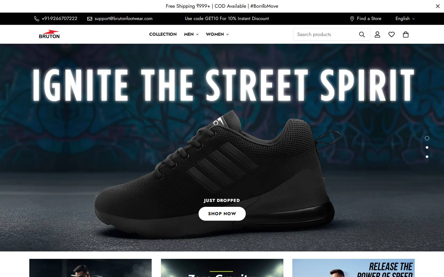 brutonfootwear.com homepage screenshot