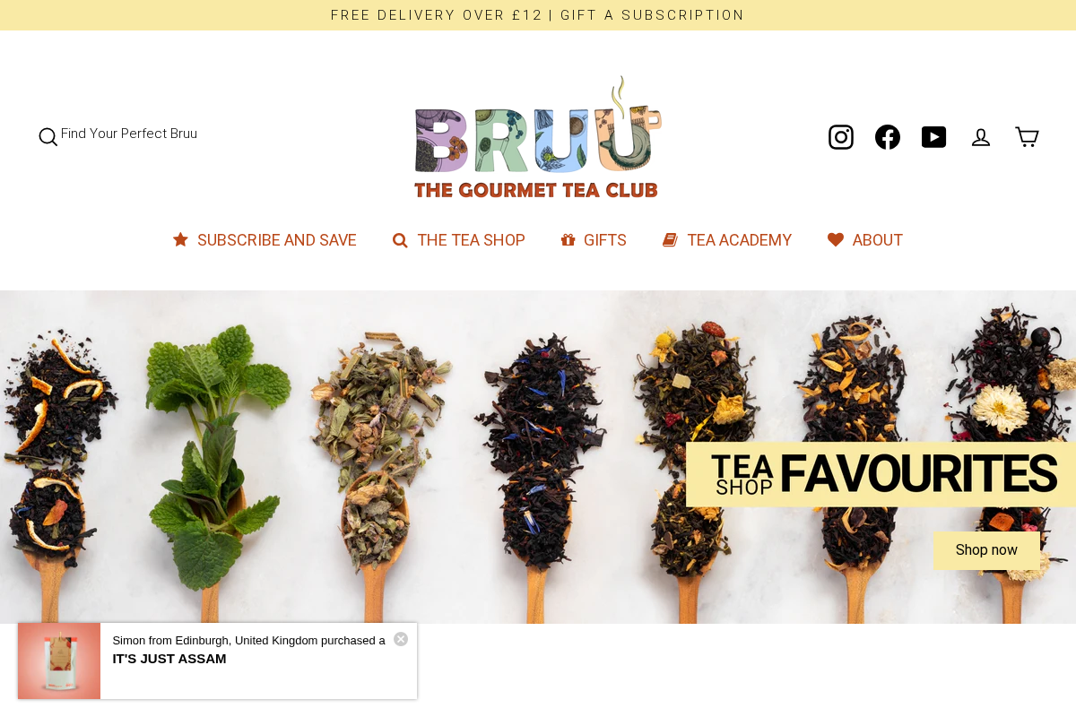 BRUU Tea Club homepage screenshot