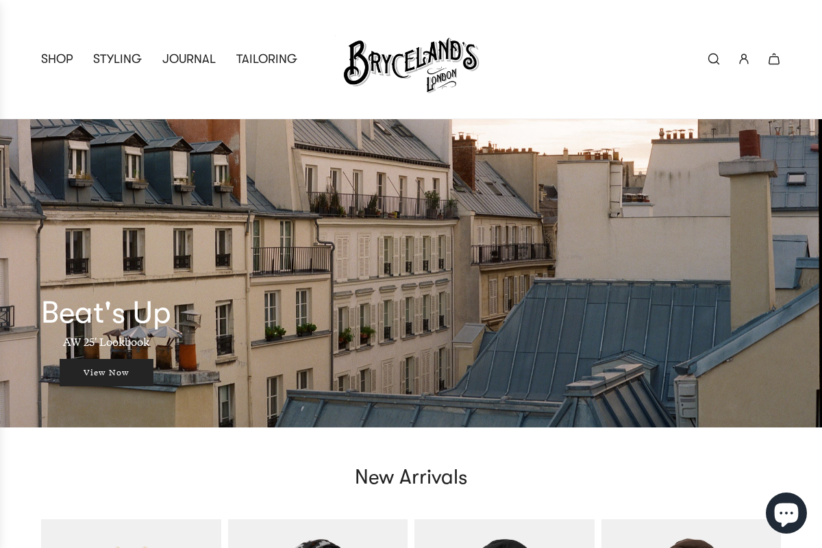 Bryceland's London homepage screenshot
