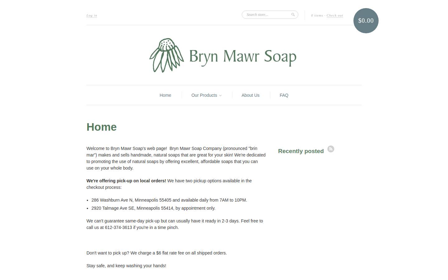 brynmawrsoap.com homepage screenshot