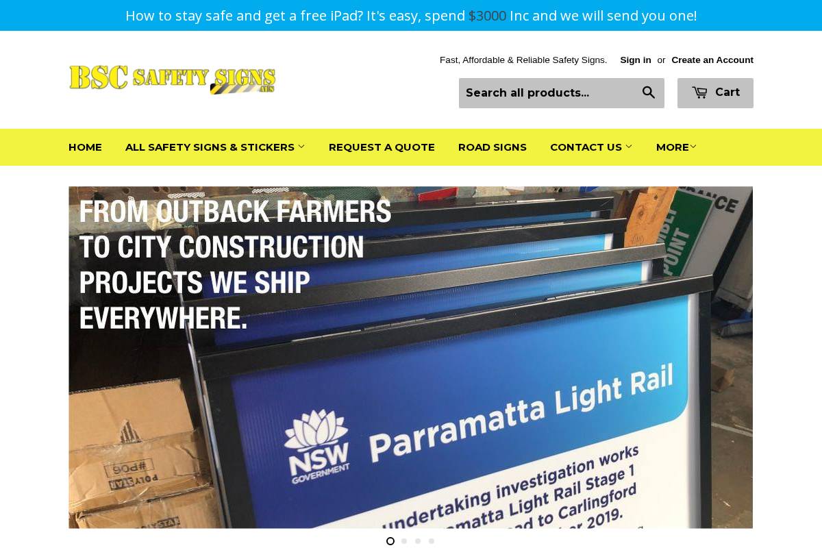 bscsafetysigns.com.au homepage screenshot