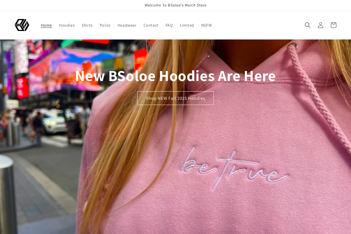 BSoloe Merch homepage screenshot