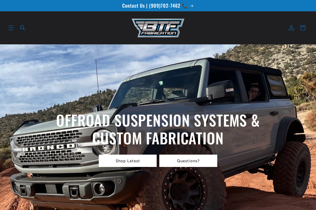BTF Fabrication homepage screenshot