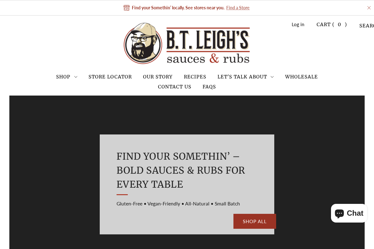 B.T. Leigh's Sauces and Rubs homepage screenshot