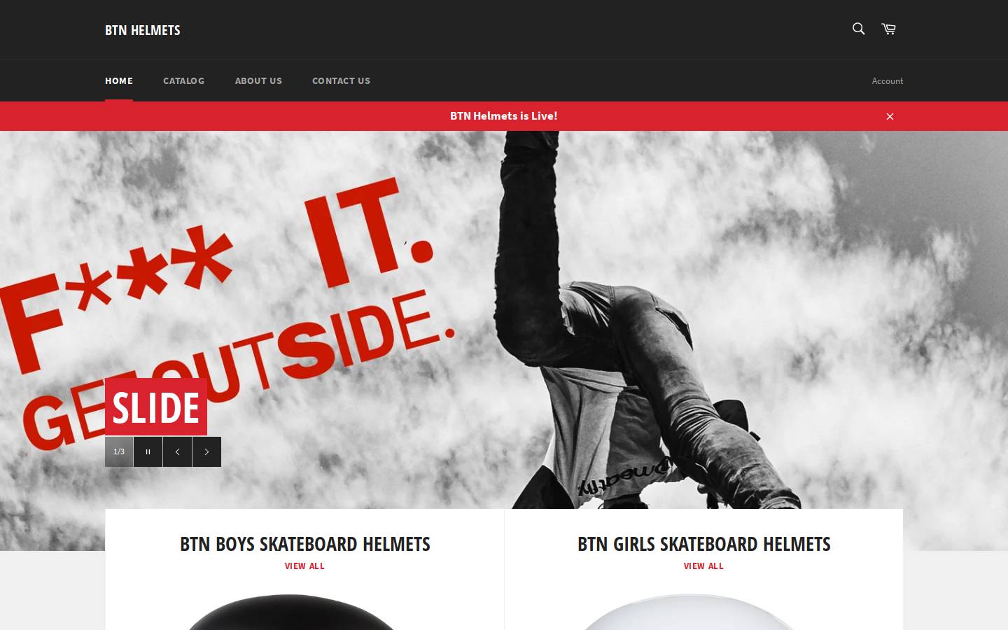btnhelmets.com homepage screenshot