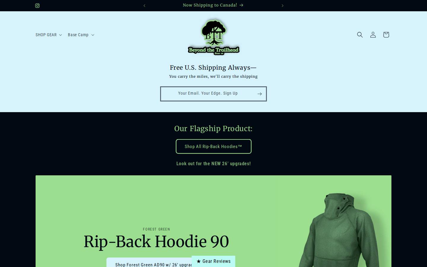bttgearco.com homepage screenshot