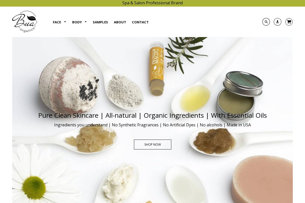 buaorganics.com homepage screenshot