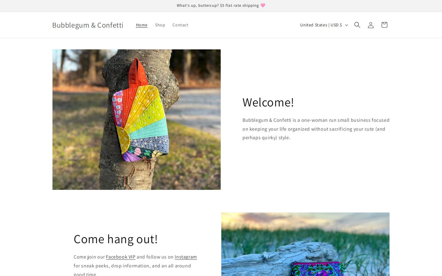 bubblegumandconfetti.com homepage screenshot