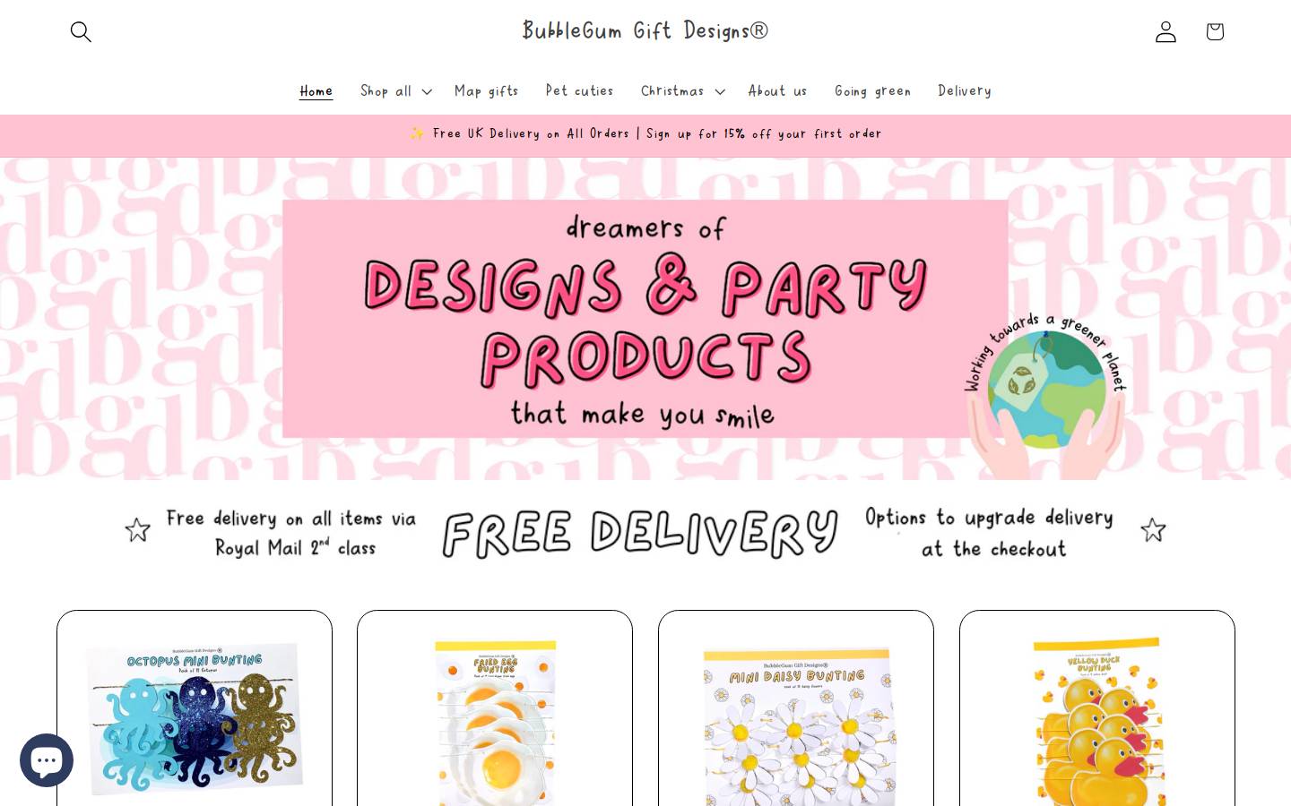 BubbleGum Gift Designs homepage screenshot
