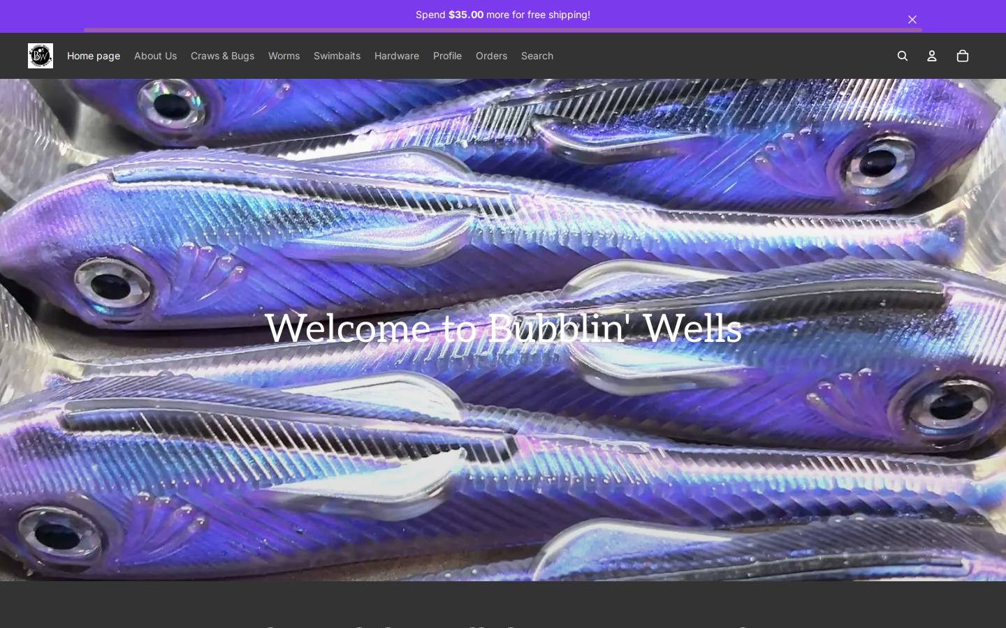 bubblinwells.com homepage screenshot