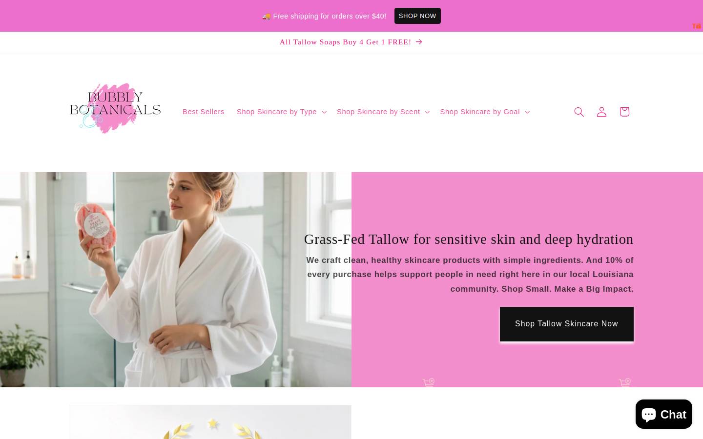 bubblybotanicals.com homepage screenshot