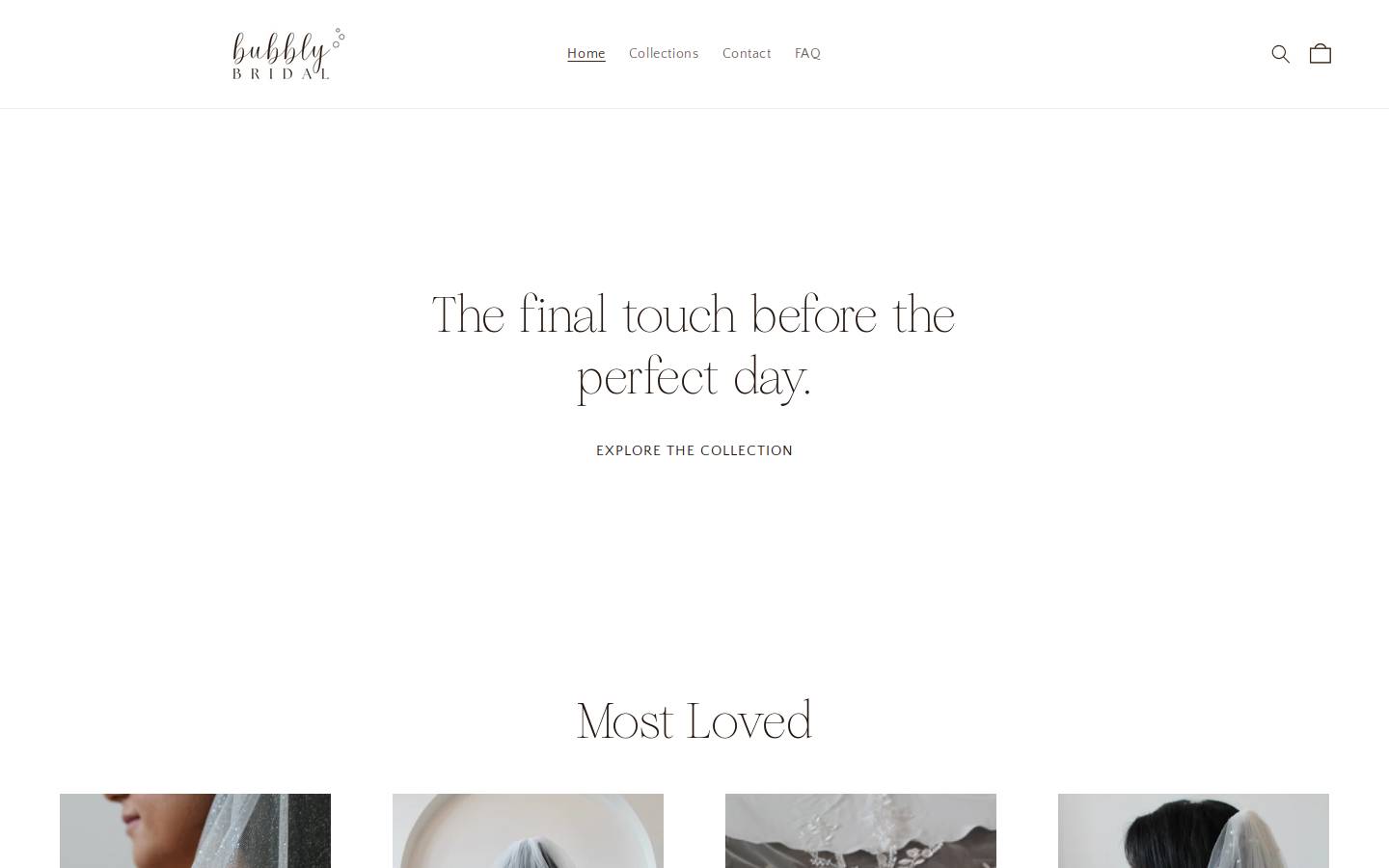 bubblybridal.com homepage screenshot