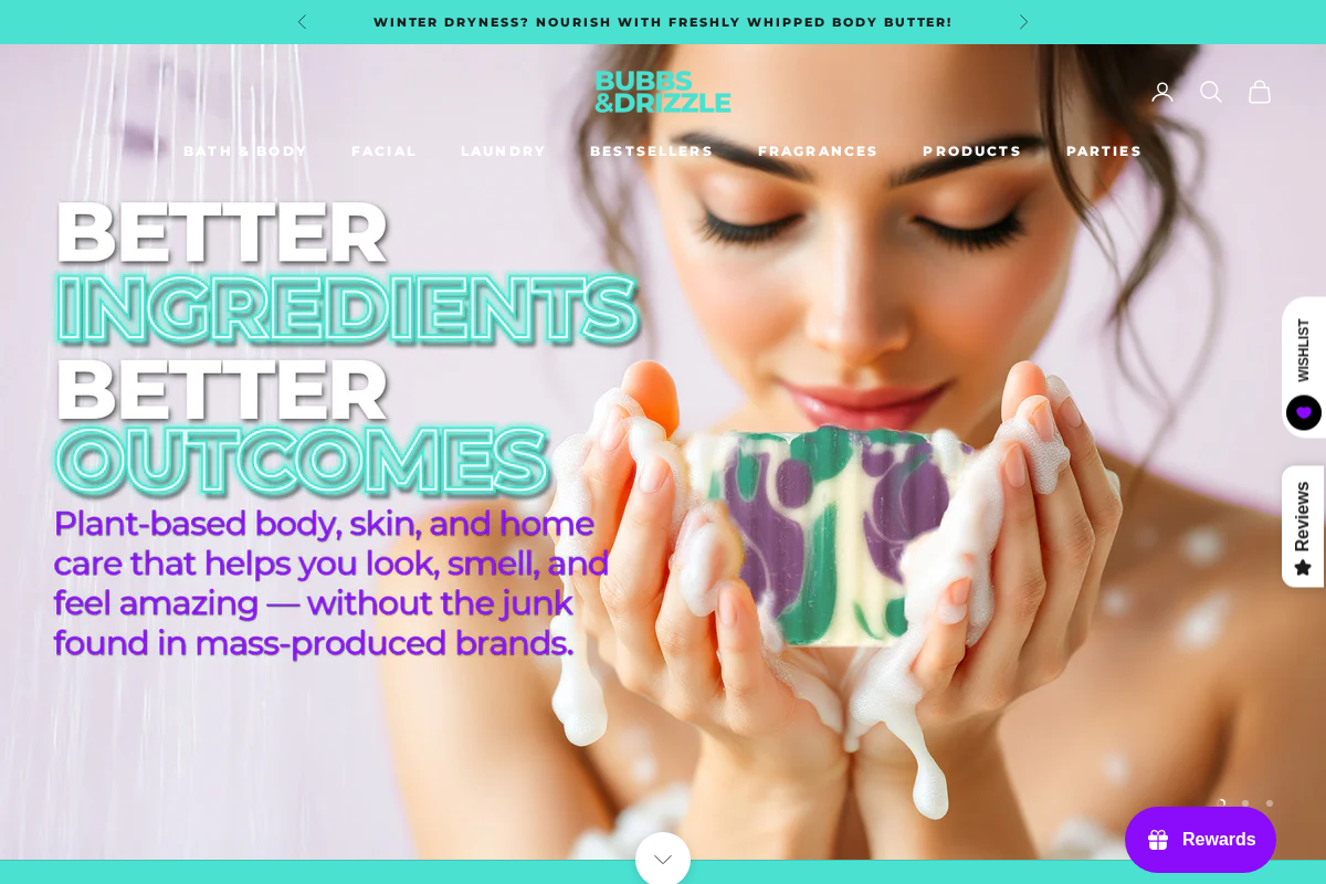 bubbsanddrizzle.com homepage screenshot