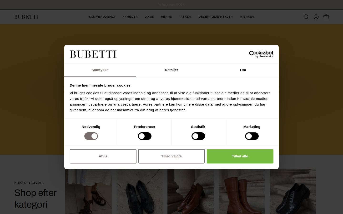 Bubetti Skobutik & Webshop homepage screenshot