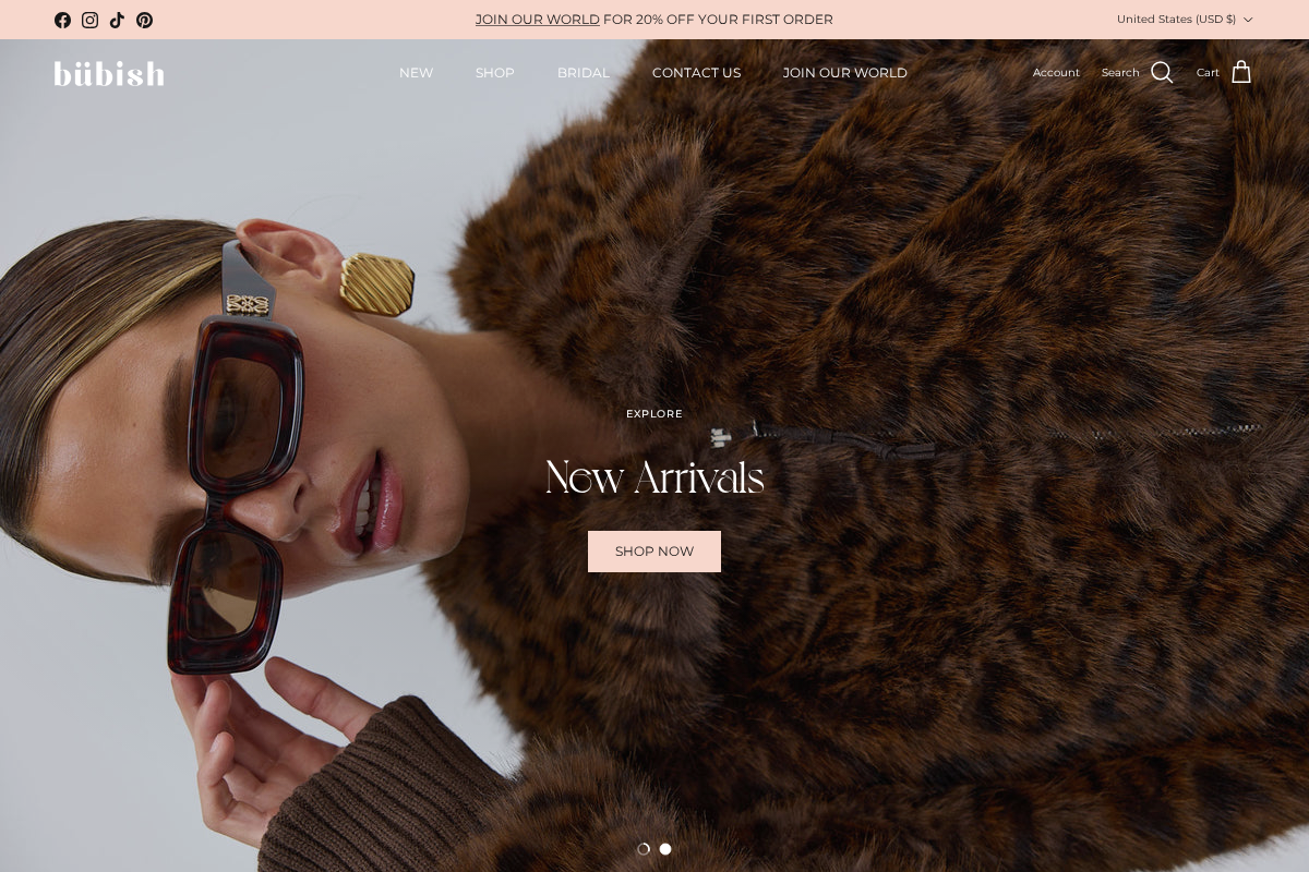 Bubish Luxe homepage screenshot