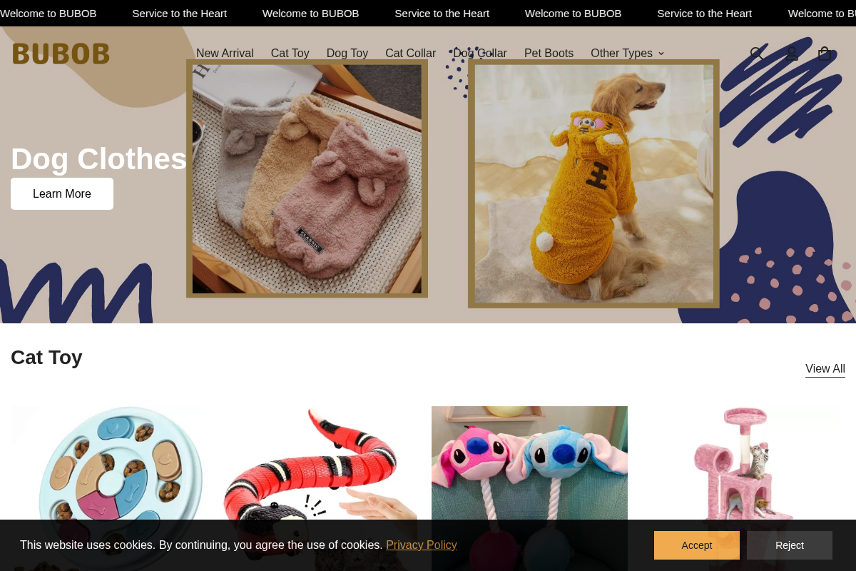 BUBOB homepage screenshot