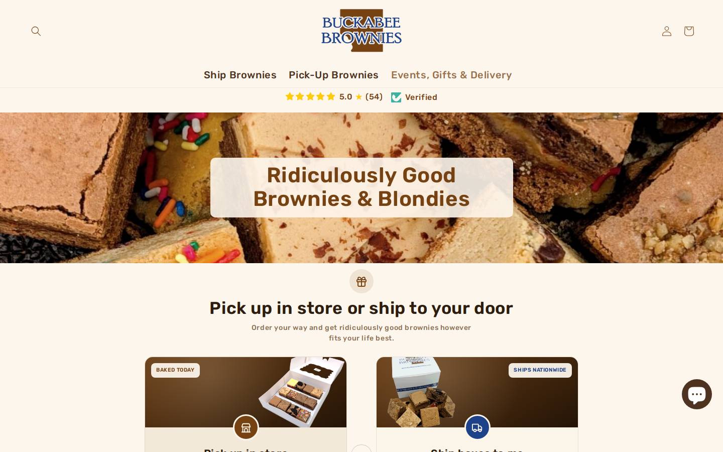 buckabeebrownies.com homepage screenshot