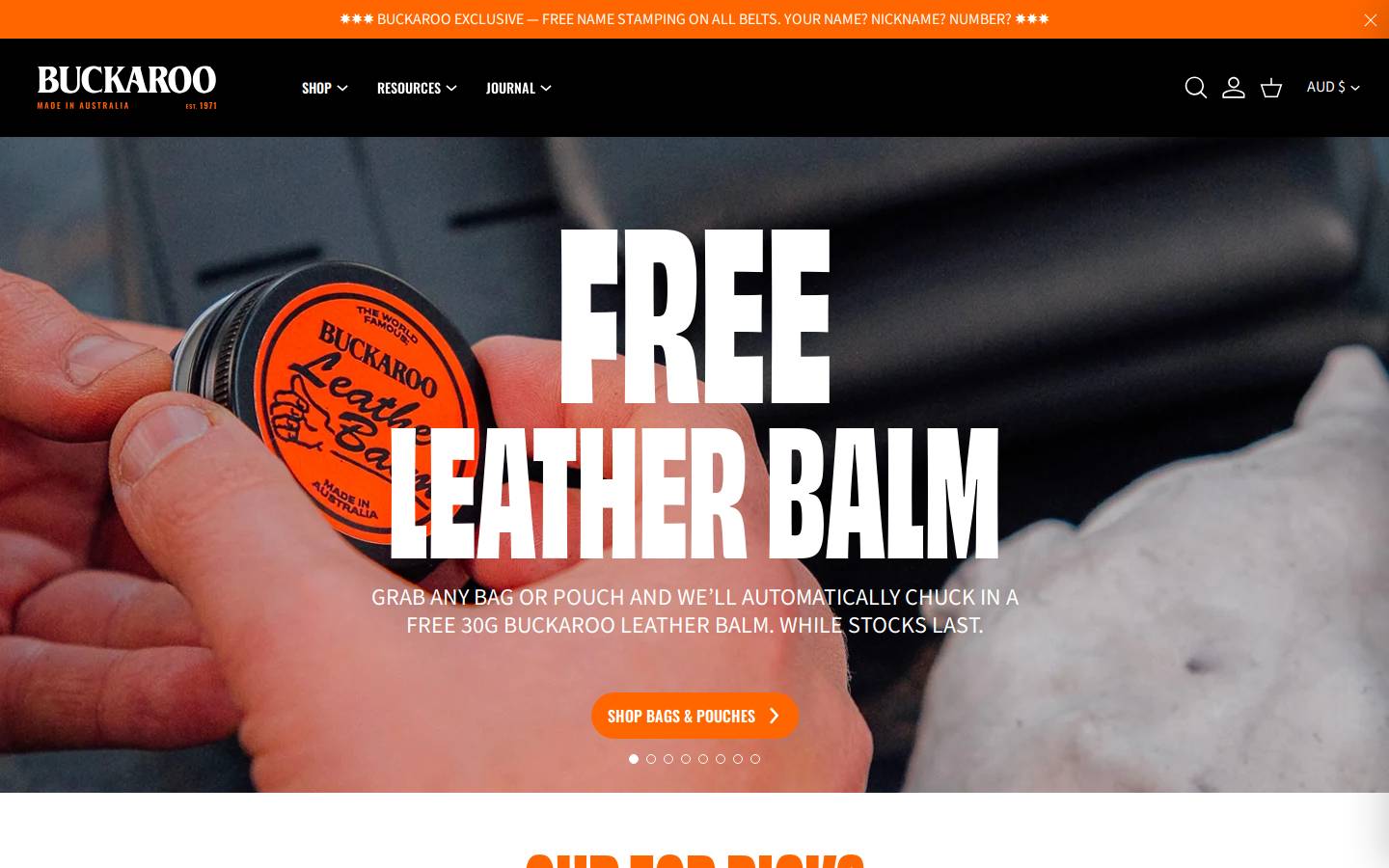 buckaroobelts.com homepage screenshot