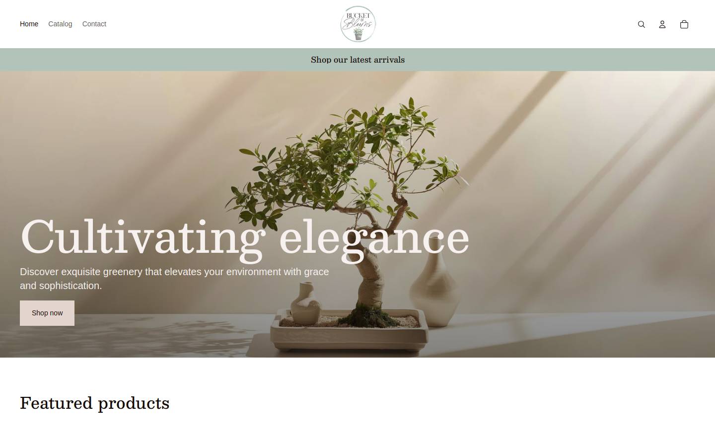 bucketofblooms.com homepage screenshot
