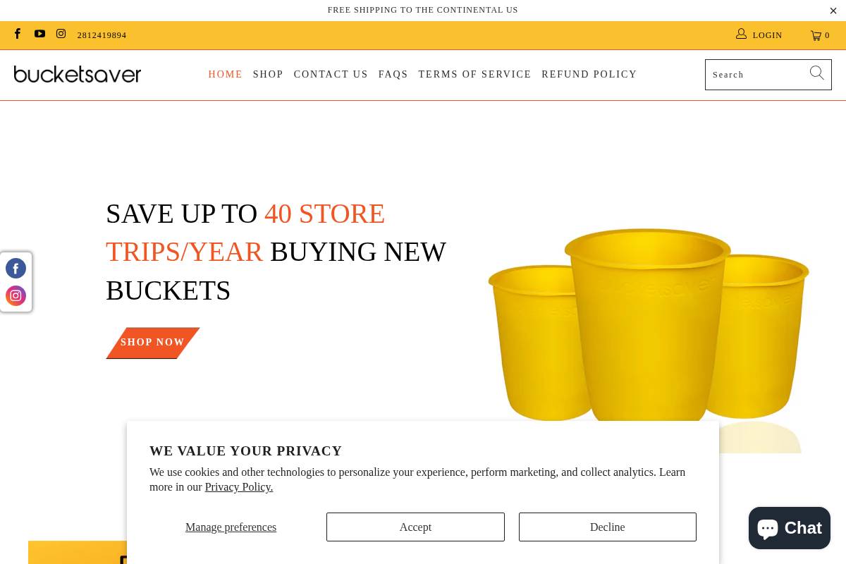bucketsaver.net homepage screenshot