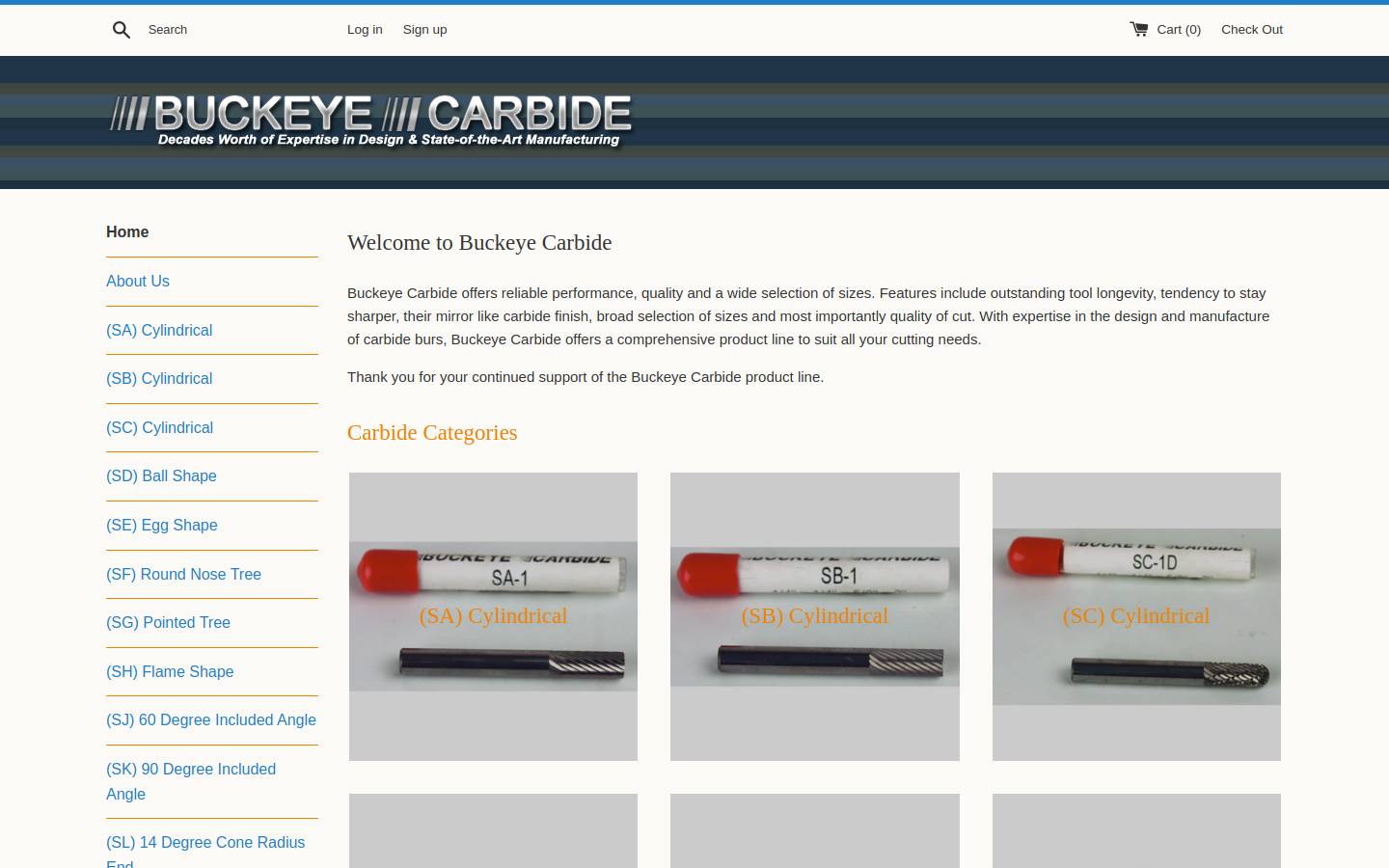 buckeyecarbide.com homepage screenshot