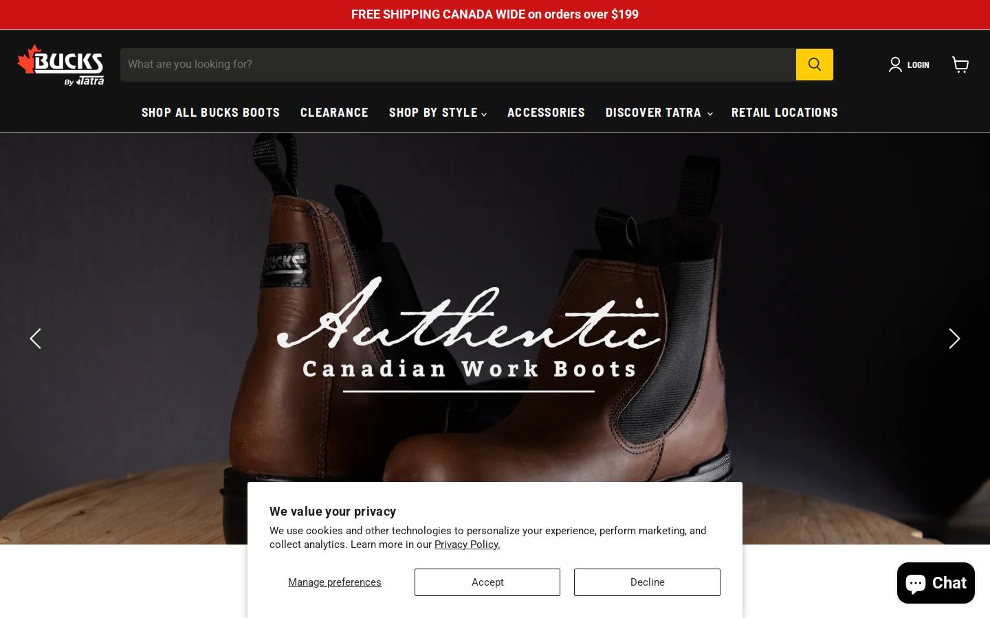 bucksboots.ca homepage screenshot