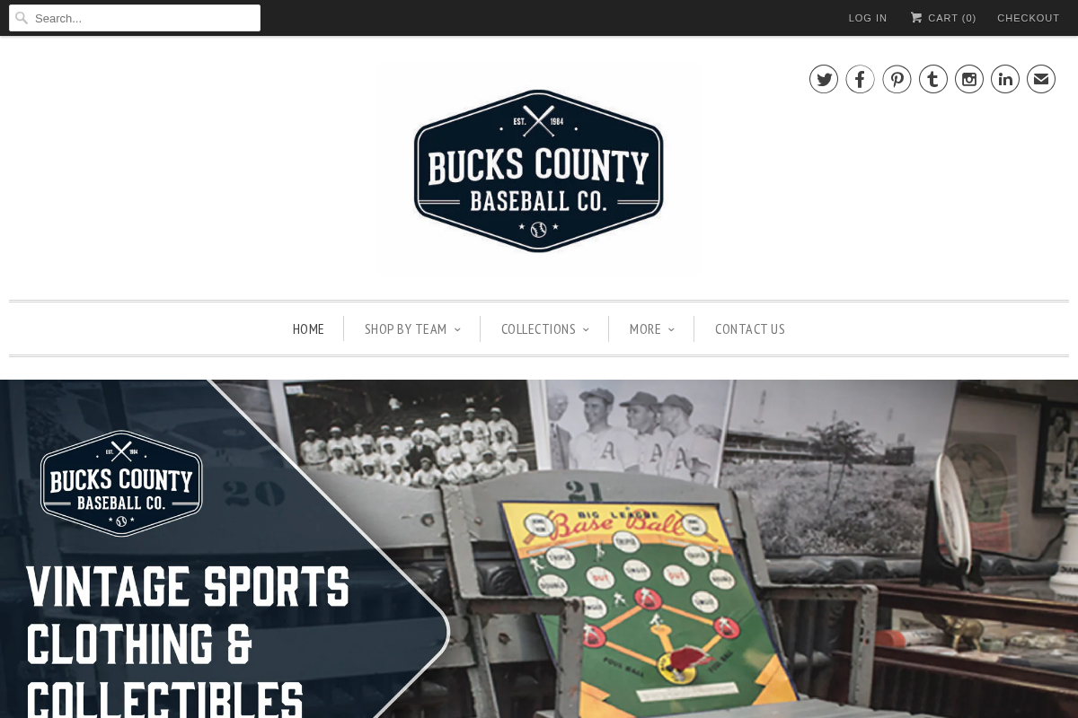 Bucks County Baseball Co. homepage screenshot