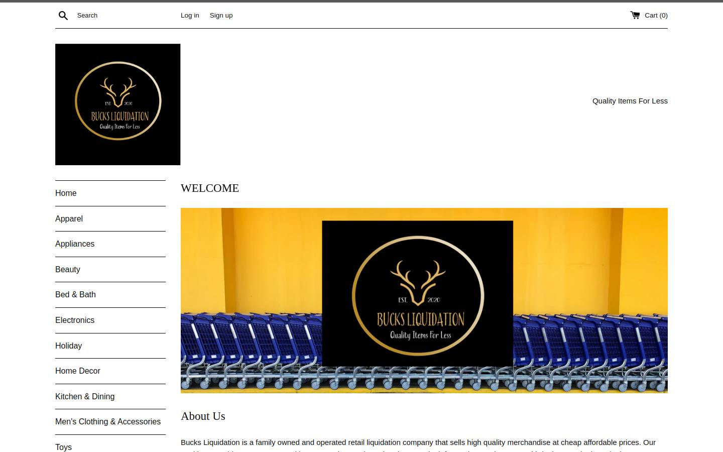 bucksliquidation.com homepage screenshot